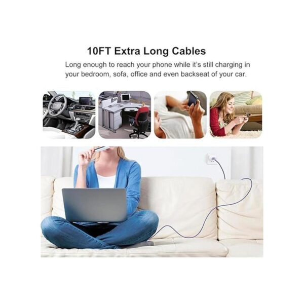 Pofesun Paquete de 3 cables USB C de 10 pies de carga_4