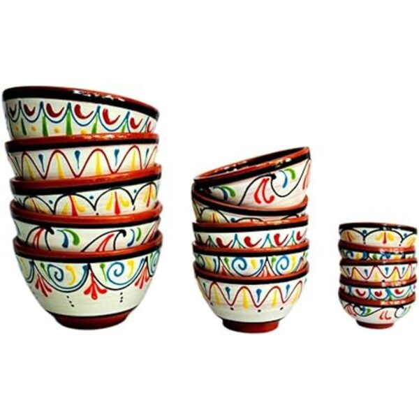 Terracota Color Blanco cuencos de desayuno Set de 5_5