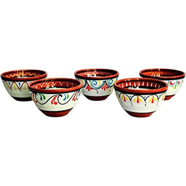 Terracota Color Blanco cuencos de desayuno Set de 5_1