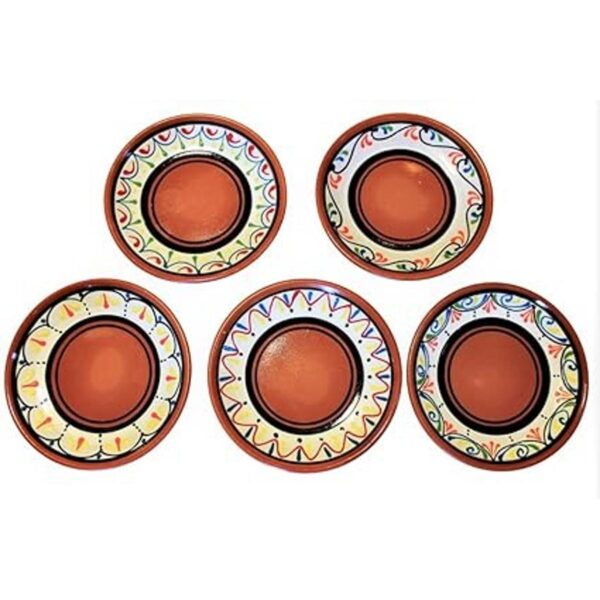 Terracota blanco tapa juego de platos de 5 pintado a_2