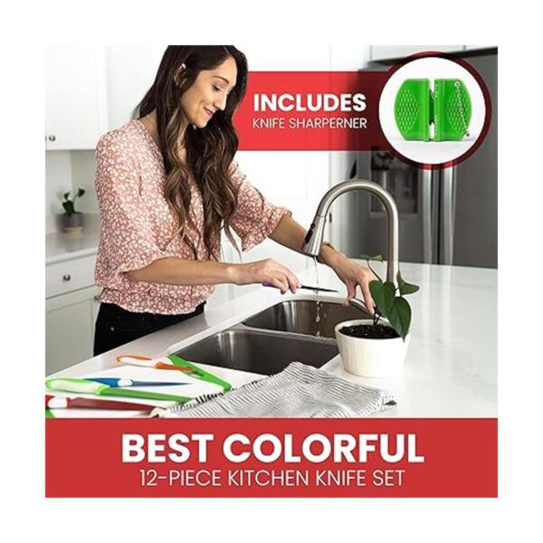 EatNeat Juego de cuchillos de cocina de colores de 12_6