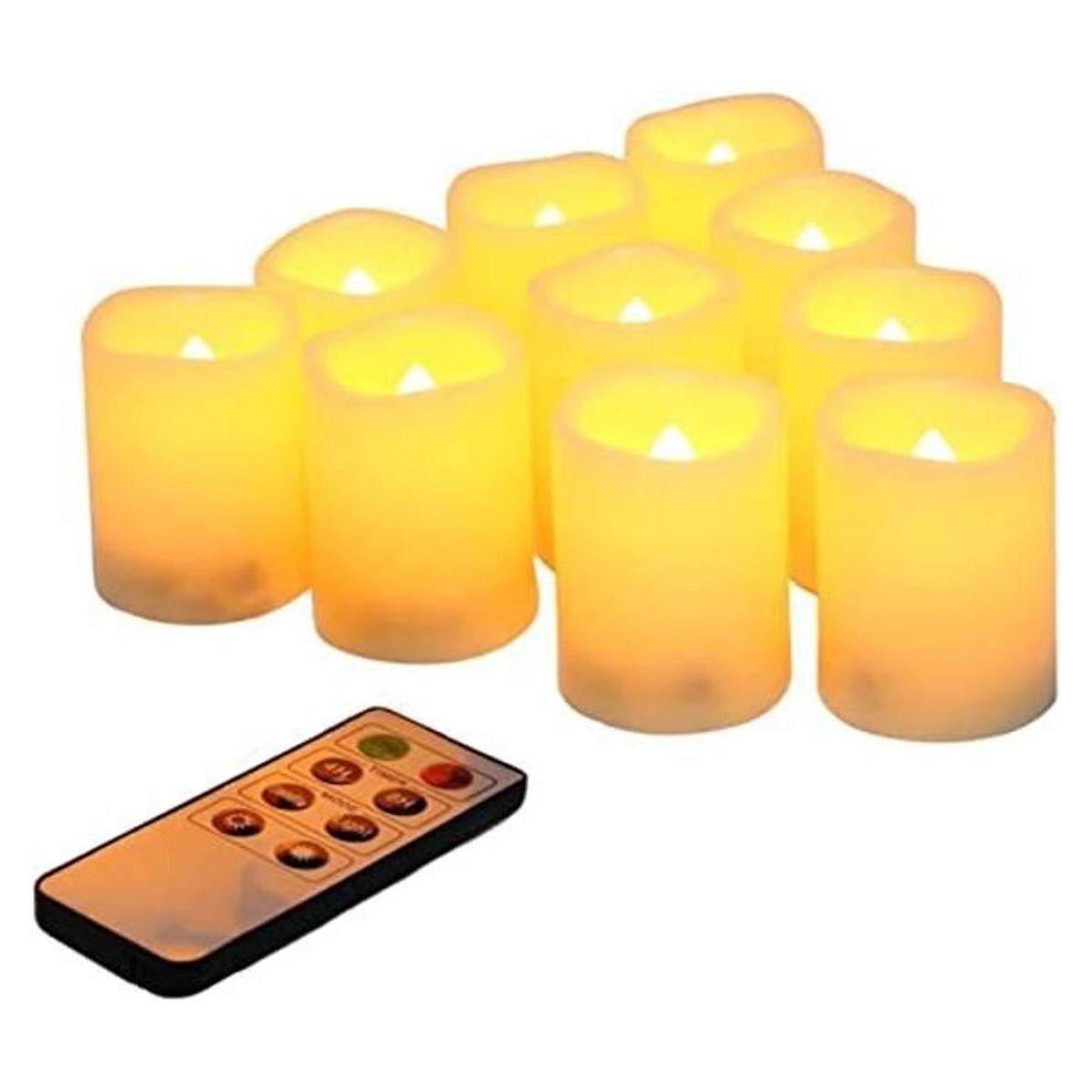 Juego de 10 velas votivas sin llama con control remoto y