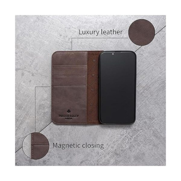 Porter Riley Funda de cuero para iPhone 14 Pro. Soporte_2