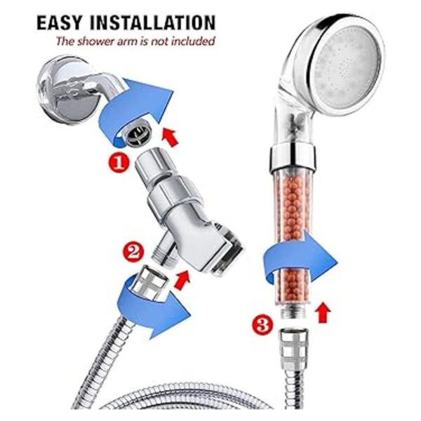 PRUGNA Cabezal de ducha LED con manguera y soporte de