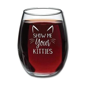 Show Me Your Kitties Copa de vino divertida de 15 oz_1