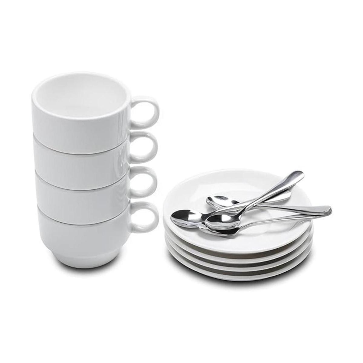 Aozita Tazas de expreso y platillos con cucharas de