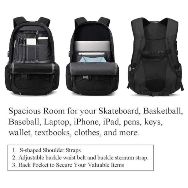 Mochila para patineta baloncesto viajes escuela bolsa_3