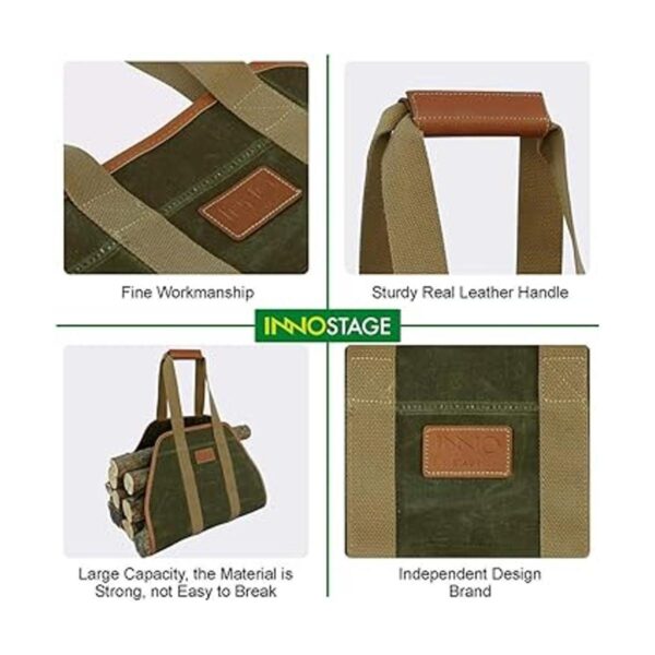 INNO STAGE Bolsa de mano de lona encerada soporte de leña_5