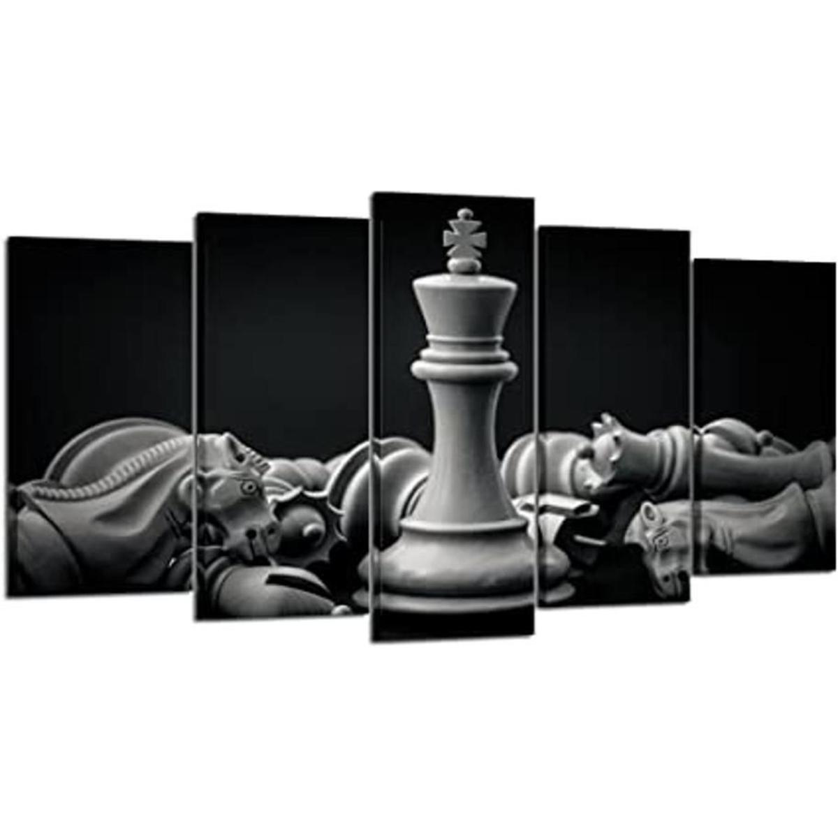 Kreative Arts Blak and White King and Knight of Ajedrez