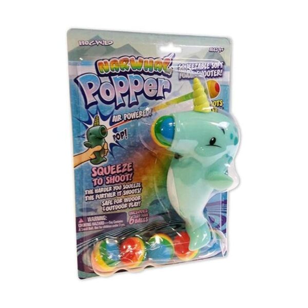 Hog Wild Narwhal Popper Toy Dispara bolas de espuma de_6