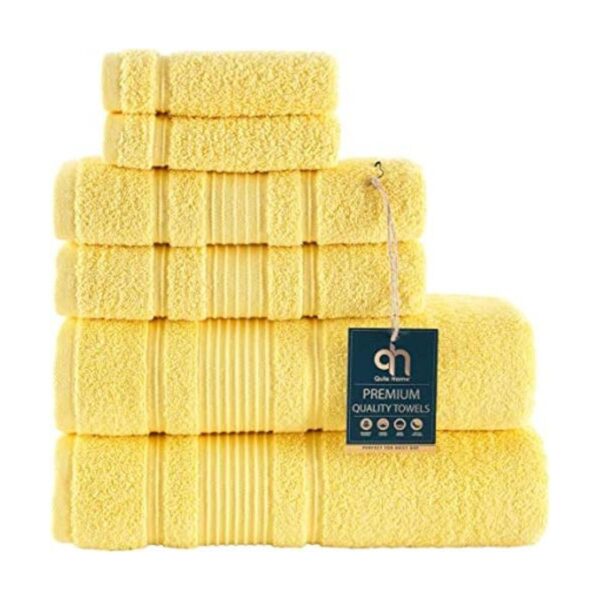 Qute Home Juego de 6 toallas de baño 100 algodón turco_1