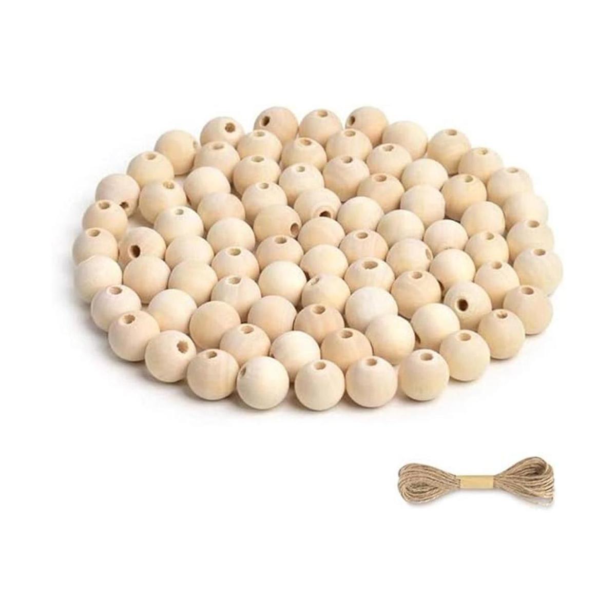 Hagao Cuentas de madera natural bolas redondas sueltas de