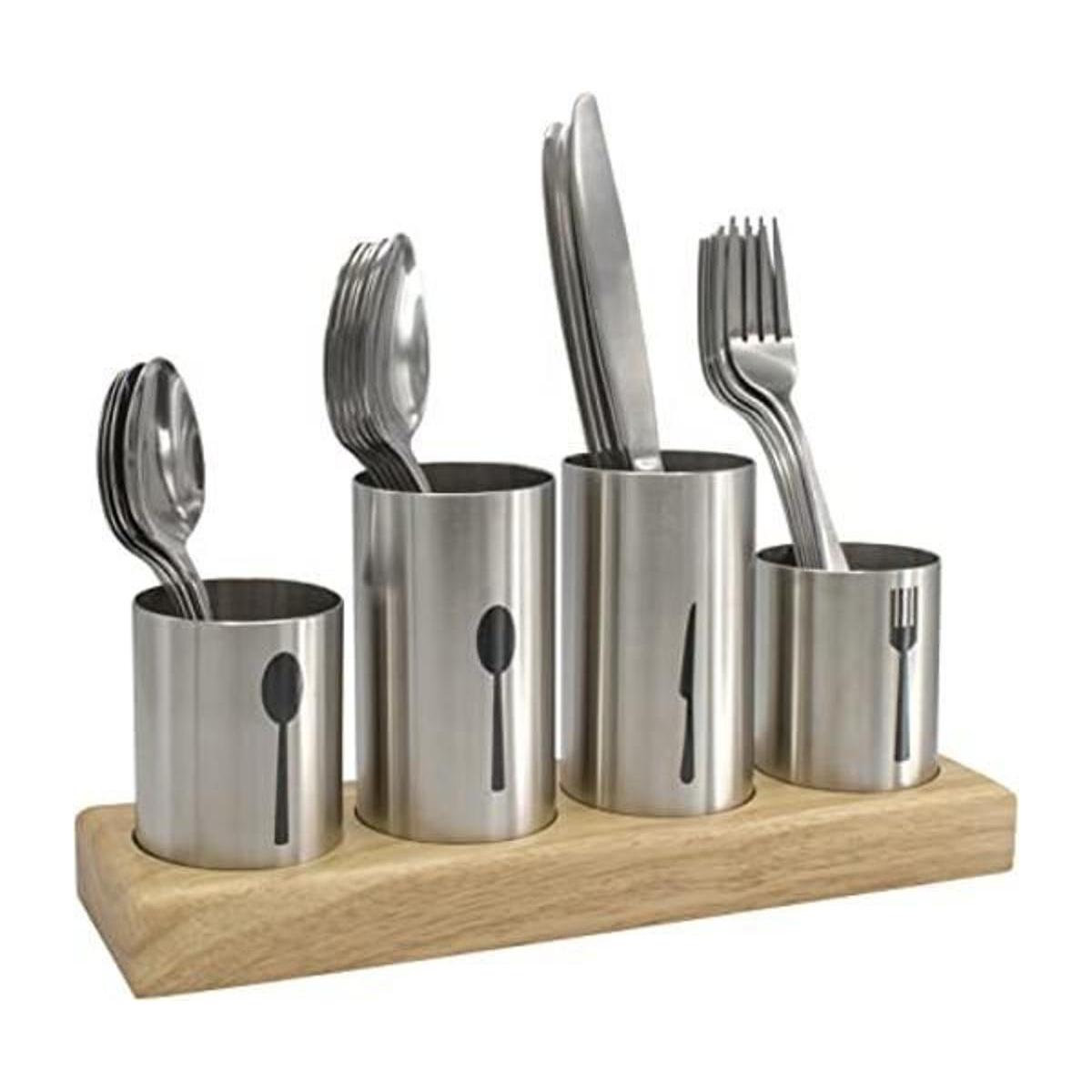 Sorbus Soporte para cubiertos con cesta para cucharas