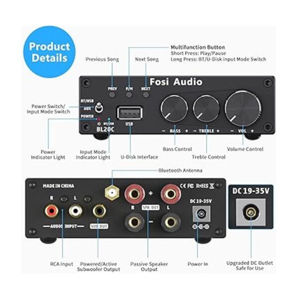 Fosi Audio BL20C Amplificador de receptor de audio_2