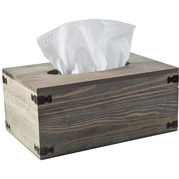 MyGift Cubierta de caja de pañuelos de madera gris