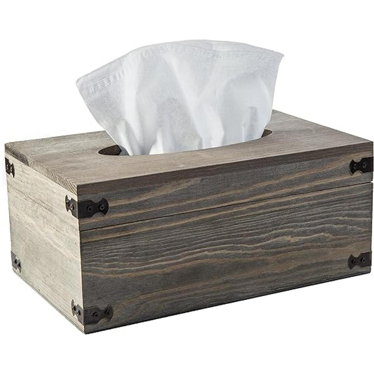 MyGift Cubierta de caja de pañuelos de madera gris