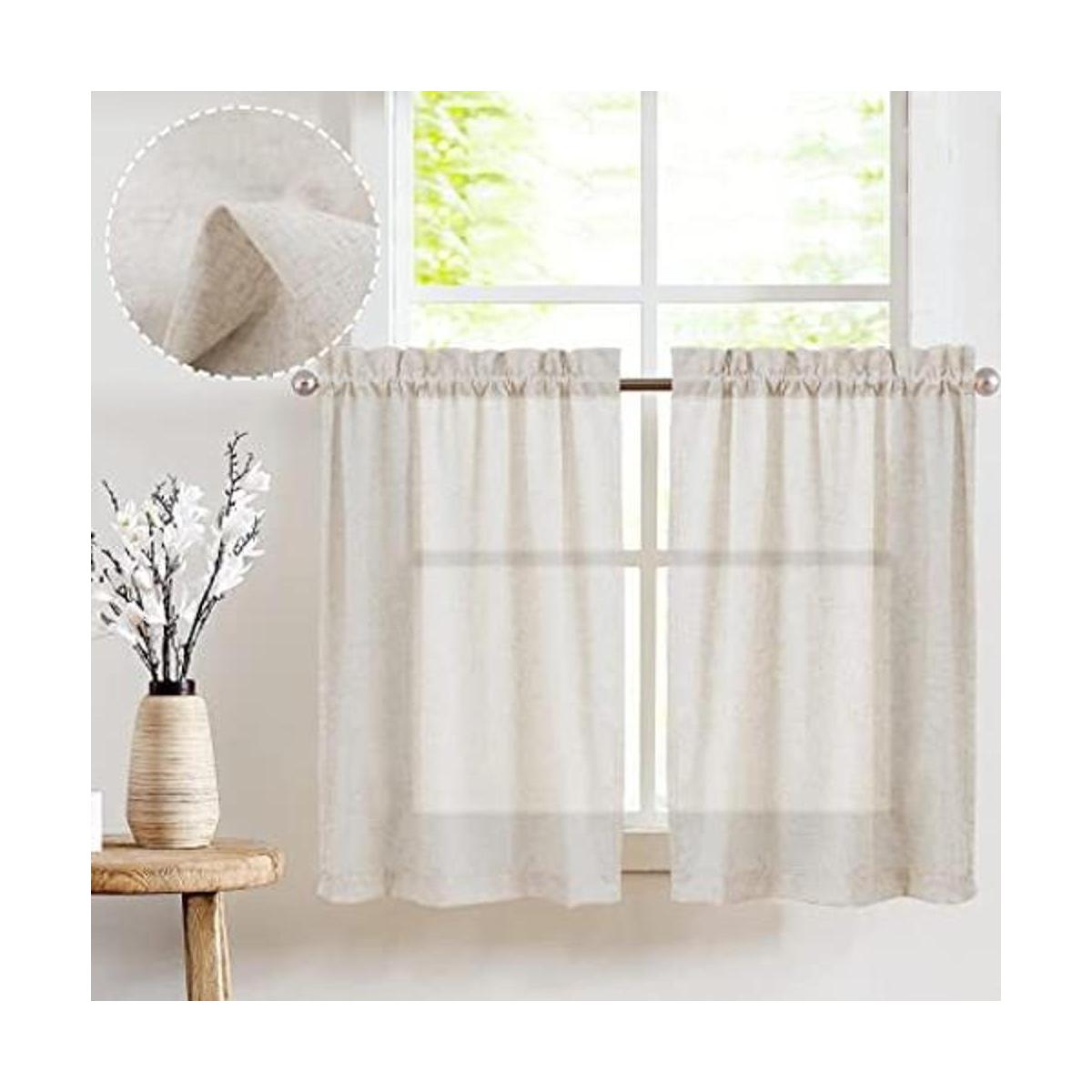 Jinchan Juego de cortinas con textura de lino ideales