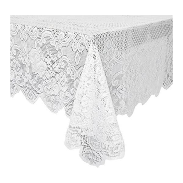Mantel de encaje blanco para mesas rectangulares estilo