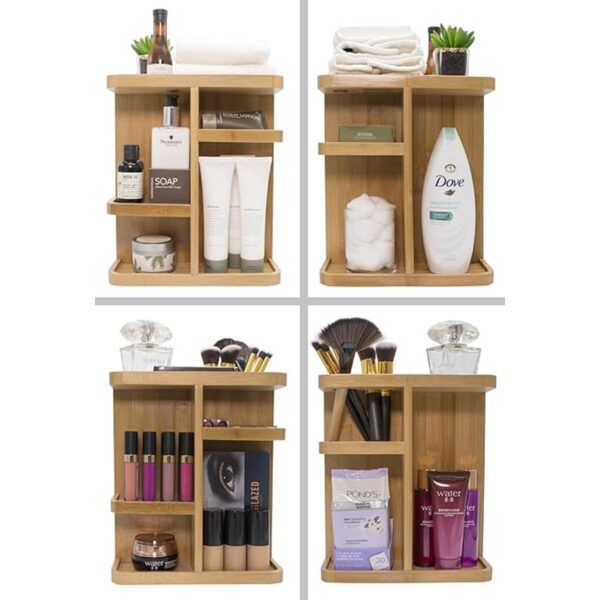 Sorbus Organizador de cosméticos de bambú de 360_5