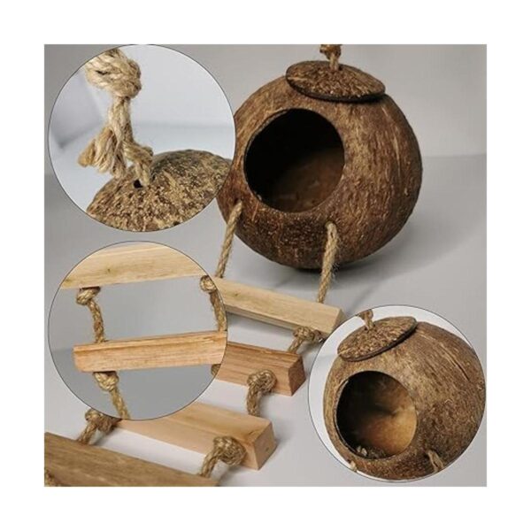 Jaula colgante para pájaros de fibra de coco natural para