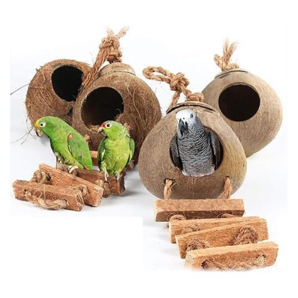 Jaula colgante para pájaros de fibra de coco natural para