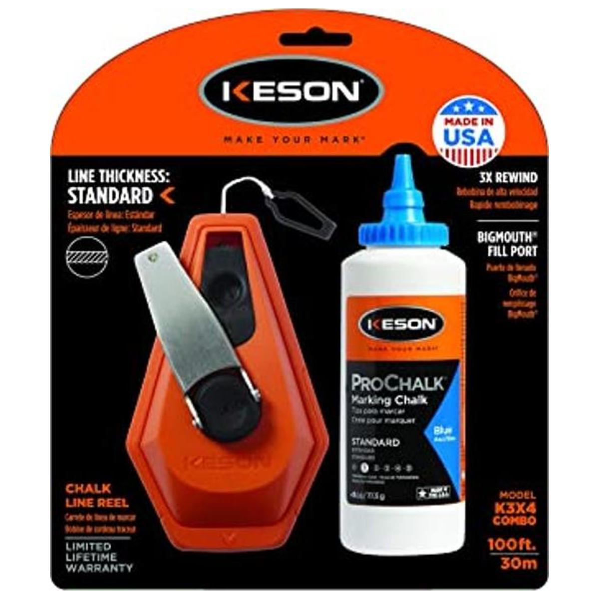 Keson K3X4B 3 x 1 carrete de línea de tiza de rebobinado