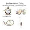Flower Series Steampunk Quartz Pocket Watch Fob Retro Half_3