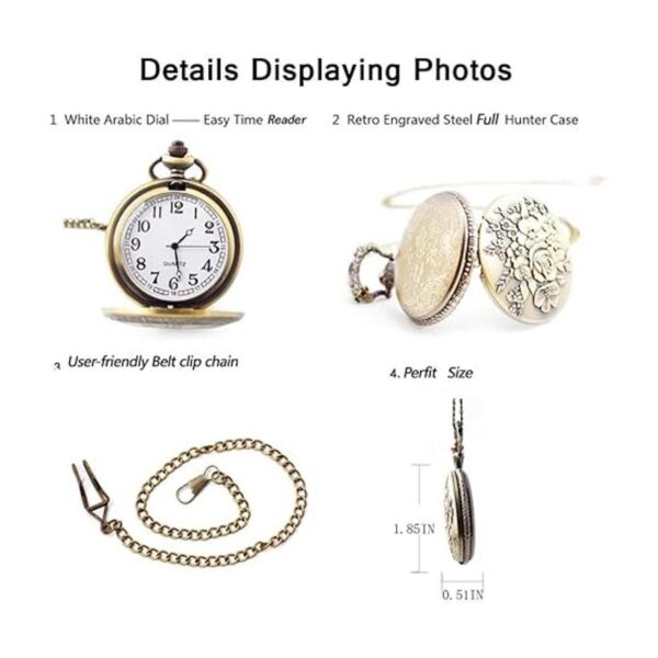 Flower Series Steampunk Quartz Pocket Watch Fob Retro Half_3