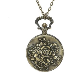 Flower Series Steampunk Quartz Pocket Watch Fob Retro Half_1