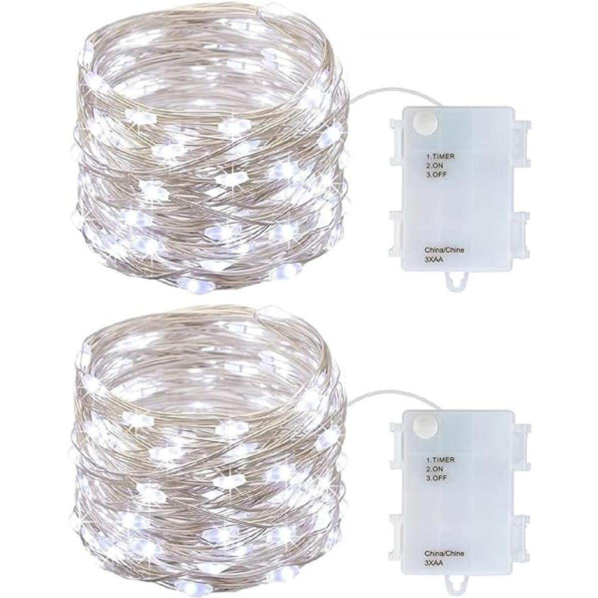 Paquete de 2 mini luces con pilas luces LED de interior