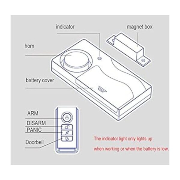 HENDUN Alarma de puerta inalámbrica con control remoto_3