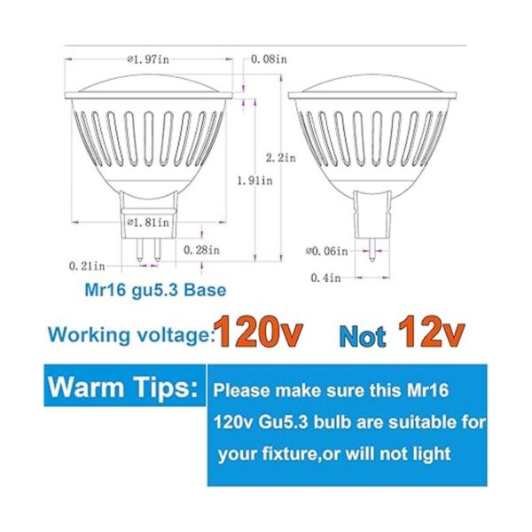 MR16 LED regulable GU5.3 LED 5000K luz de día 5 W