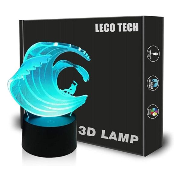 LECO TECH Lámpara de noche para surf con ilusión 3D