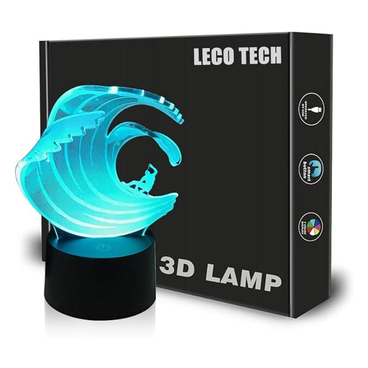 LECO TECH Lámpara de noche para surf con ilusión 3D