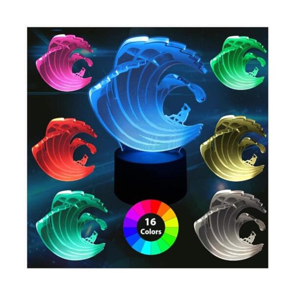 LECO TECH Lámpara de noche para surf con ilusión 3D