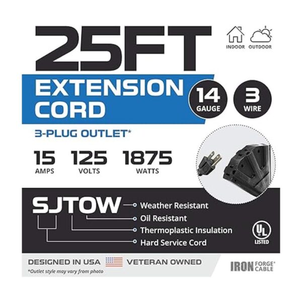 Cable de extensión resistente al aceite negro de 25 pies_2