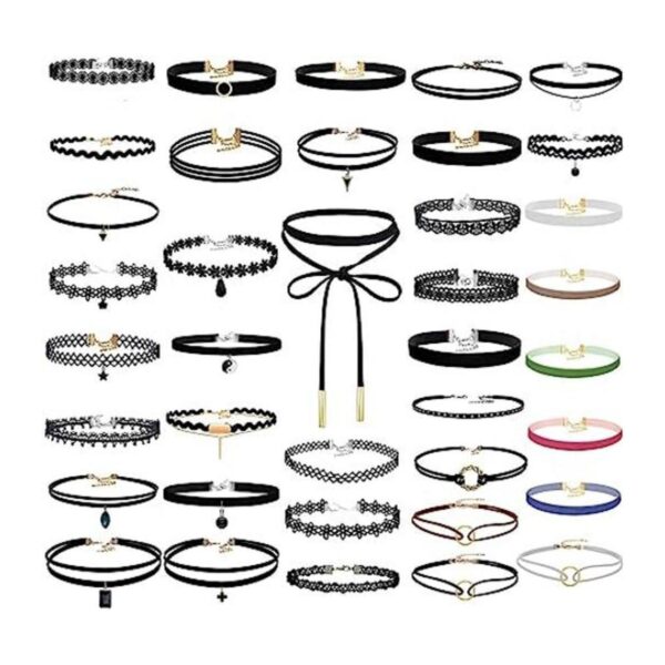 PAXCOO Juego de 50 collares de gargantilla negros para