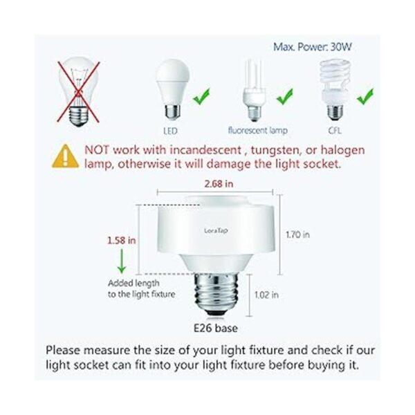 LoraTap Enchufe de luz E26 con control remoto inalámbrico_3