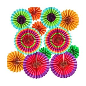 Juego de 12 vibrantes abanicos de papel para colgar_1