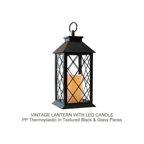 Bright Zeal Farol de vela vintage negro de 13.5 pulgadas