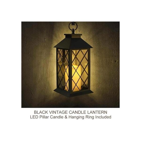 Bright Zeal Farol de vela vintage negro de 13.5 pulgadas