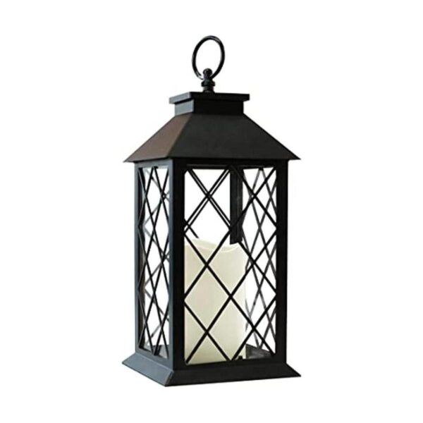 Bright Zeal Farol de vela vintage negro de 13.5 pulgadas