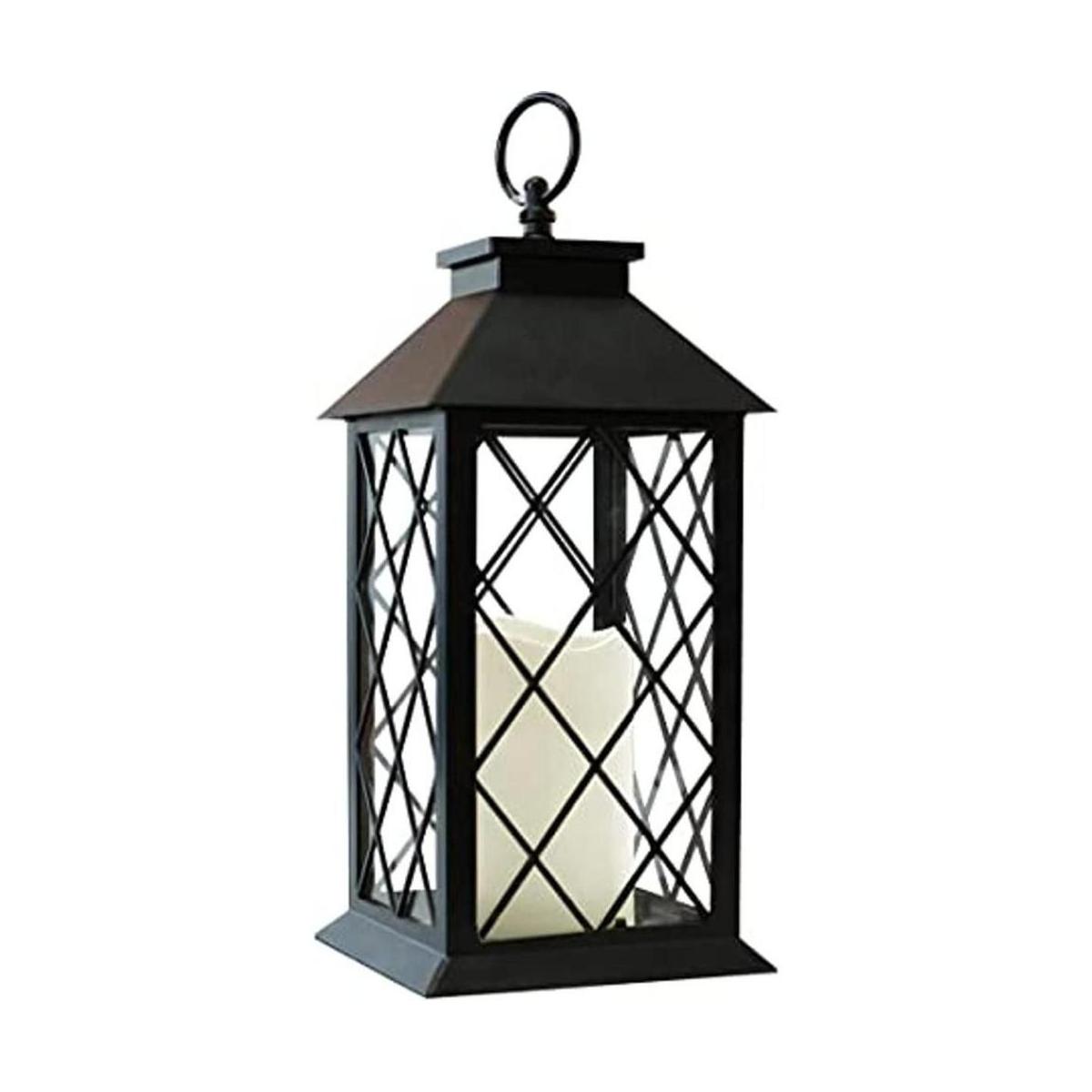 Bright Zeal Farol de vela vintage negro de 13.5 pulgadas