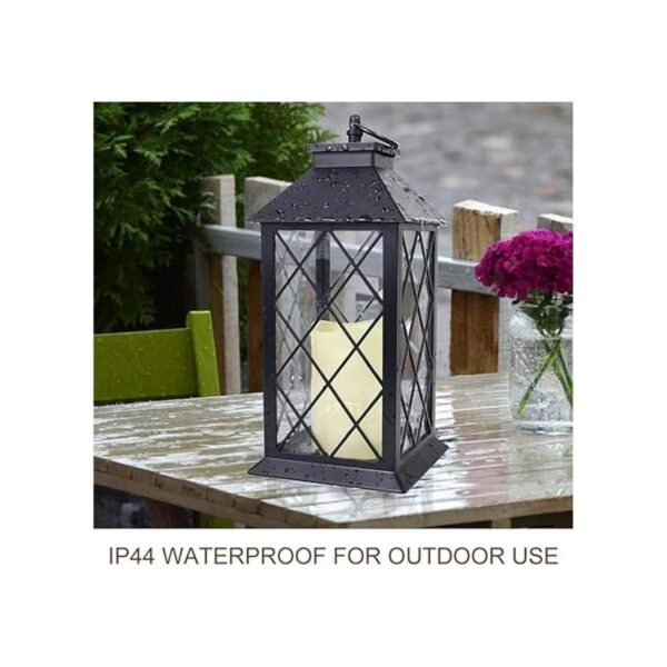 Bright Zeal Farol de vela vintage negro de 13.5 pulgadas