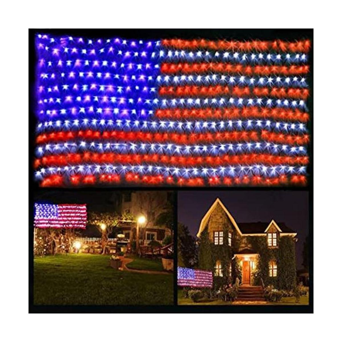 FUNIAO Luces de bandera estadounidense 420 luces LED de