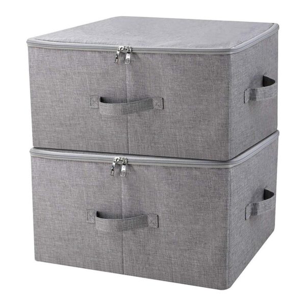 Caja de almacenamiento plegable con tapa y asas cesta de_1