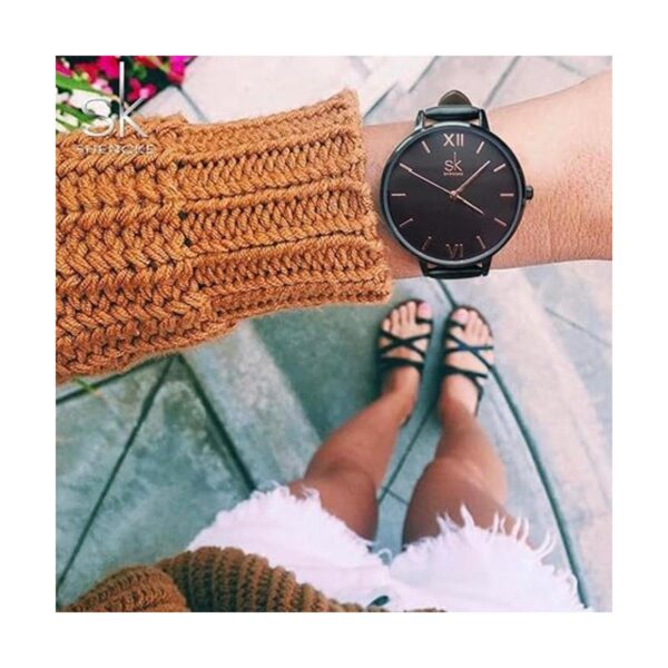 SHENGKE Creative Simplicity Reloj de cuero genuino para_5