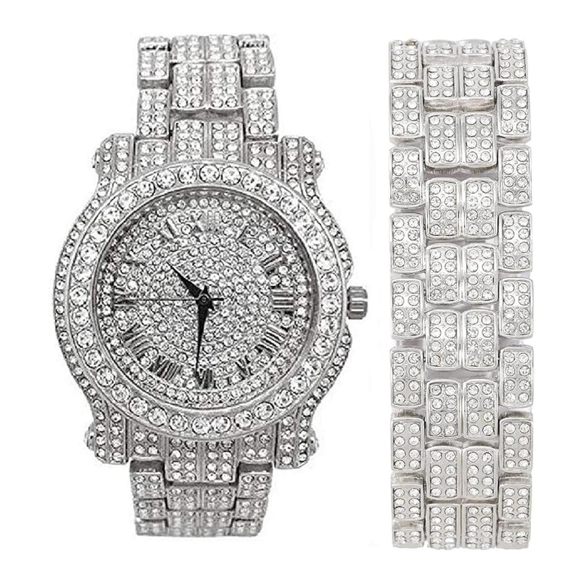Blinged Out reloj redondo de lujo para hombre con esfera