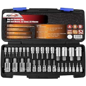 EPAuto Juego de llaves hexagonales de 32 piezas SAE y