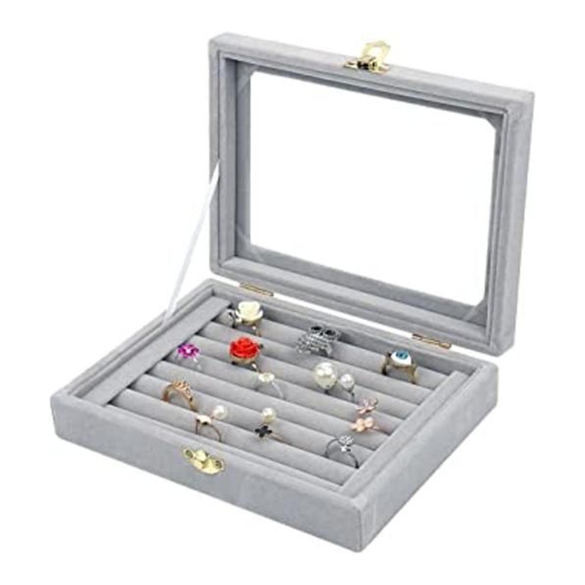Anillo de joyería de vidrio de terciopelo soporte de